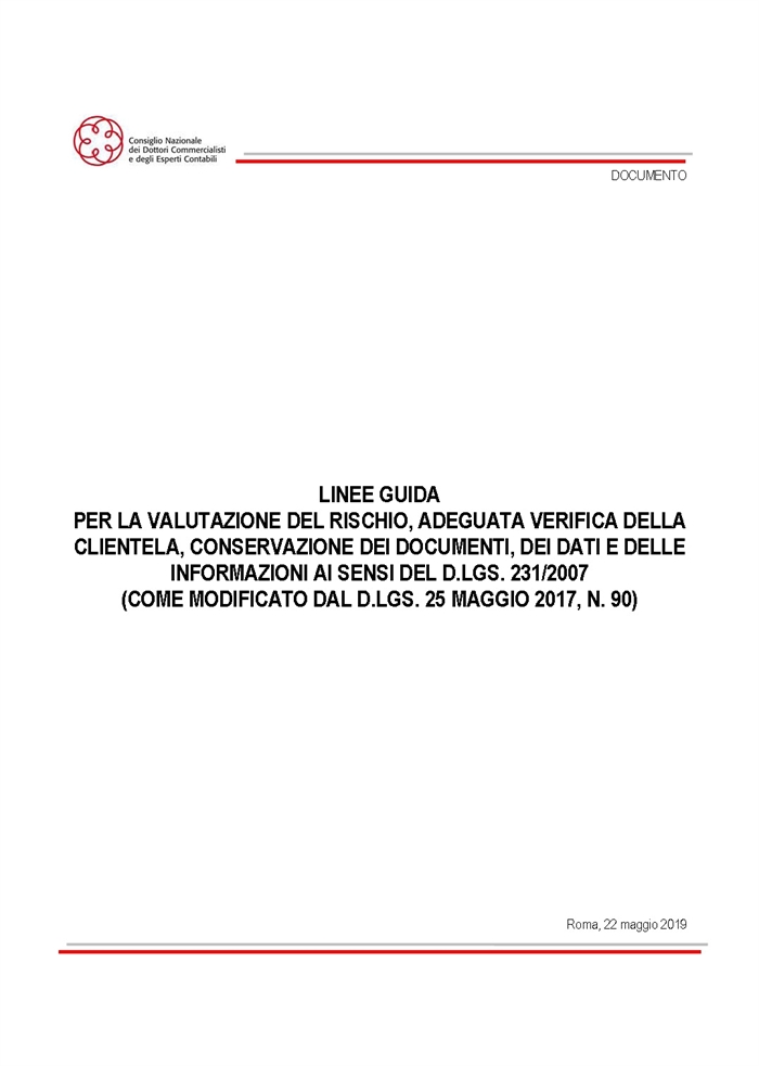 ANTIRICICLAGGIO - Le nuove "Linee Guida" del Cndcec