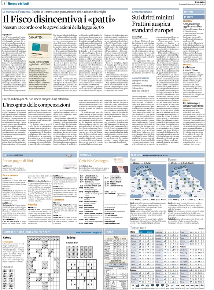 IMPOSTA DI DONAZIONE - PATTO DI FAMIGLIA