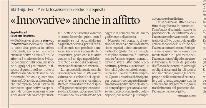 SOCIETA' - Start up innovative