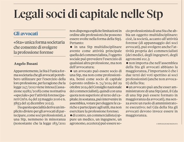 STA e STP - La partecipazione degli avvocati (articolo pdf)