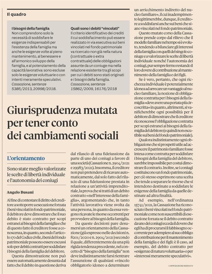 FONDO PATRIMONIALE - Quando è una protezione efficace
