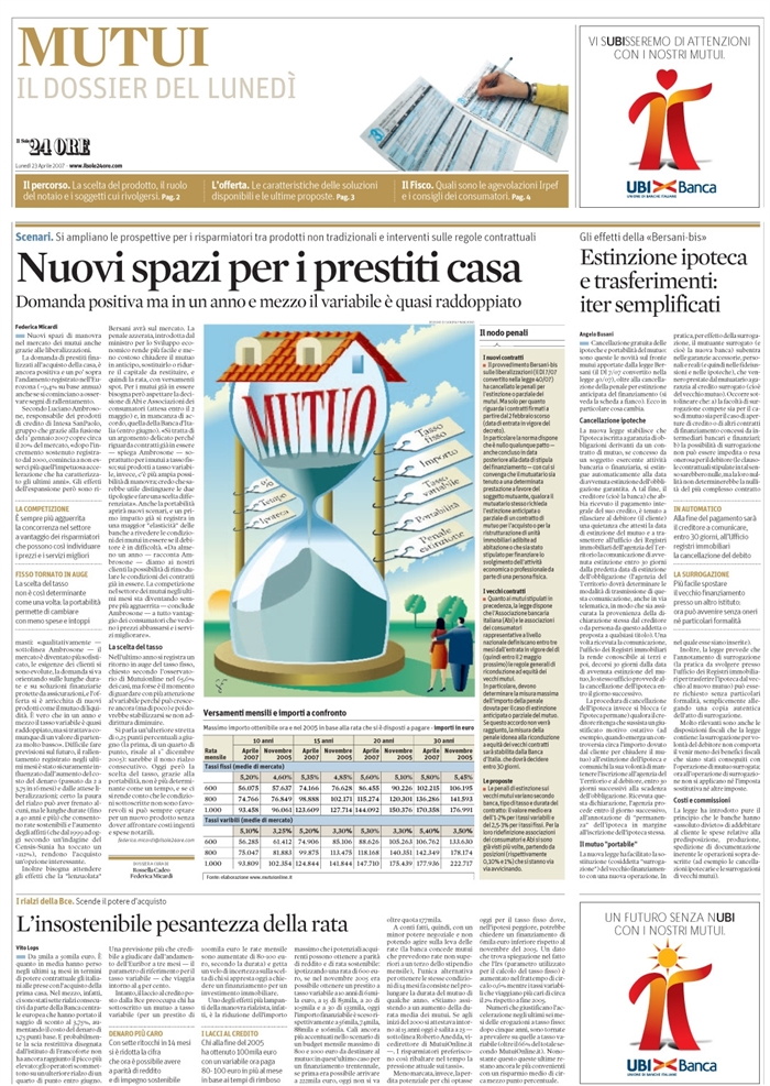 MUTUO - CANCELLAZIONE IPOTECA - PORTABILITA'