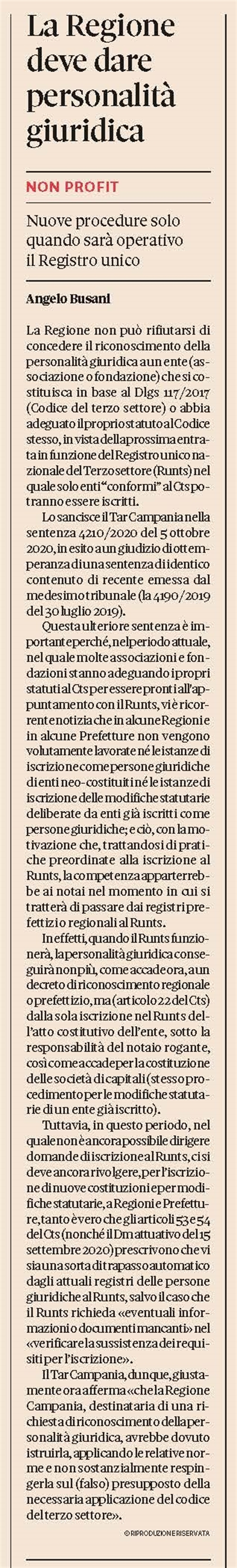 ENTI TERZO SETTORE - Verso il passaggio dai Registri regionali al RUNTS