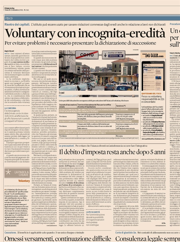 SUCCESSIONE EREDITARIA - Voluntary Disclosure