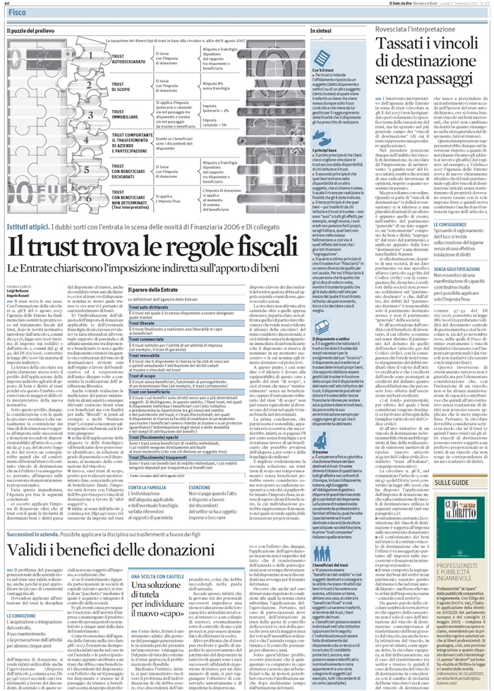 IMPOSTA DONAZIONE - TRUST - PASSAGGIO GENERAZIONALE