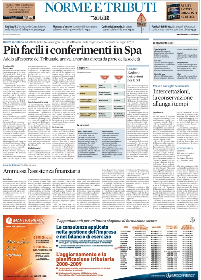 SOCIETA' - S.p.A. - Azioni emesse - Assistenza finanziaria