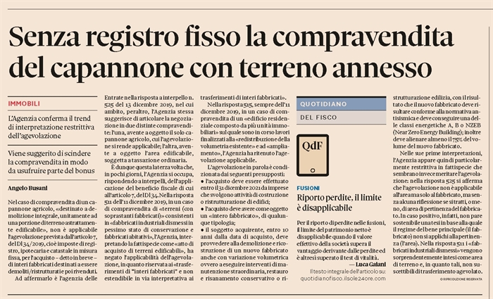 COMPRAVENDITA - Agevolazione demolisci/ricostruisci per il capannone agricolo
