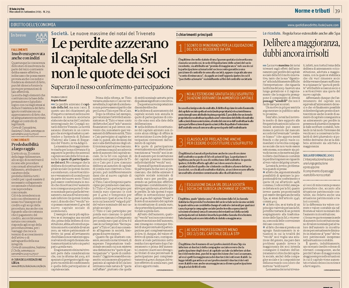 SOCIETA' - Ricostituzione del capitale azzerato da perdite