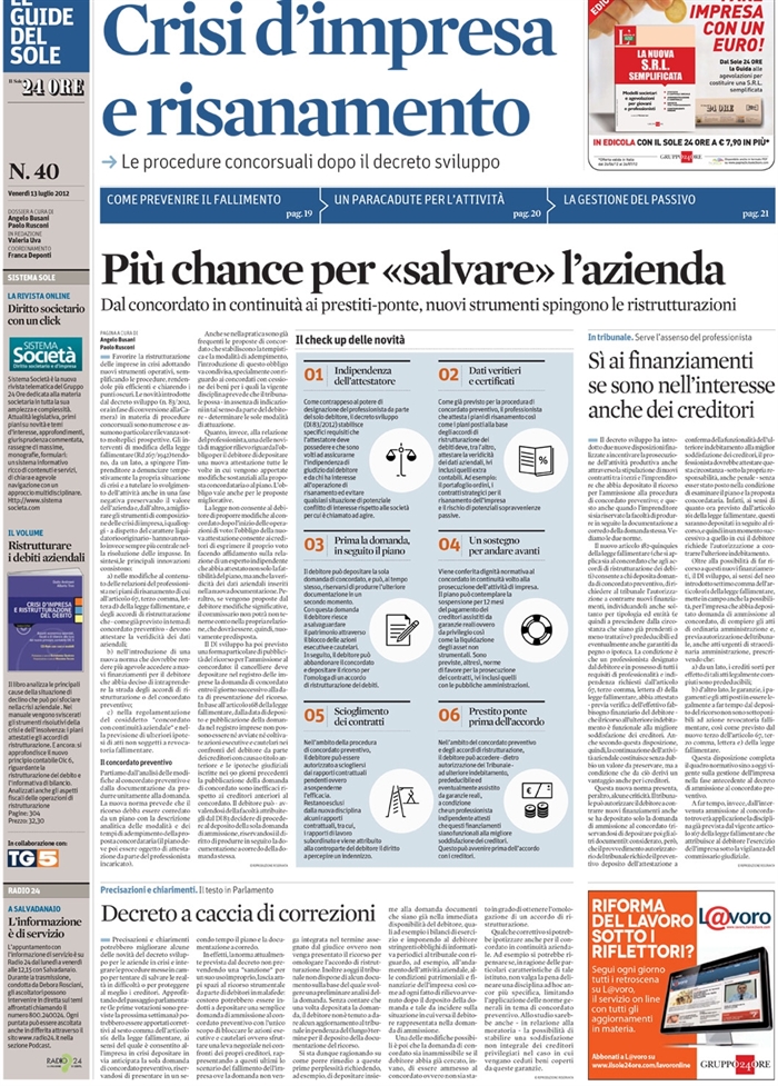 2012 07 13 Più chance per «salvare» l'azienda