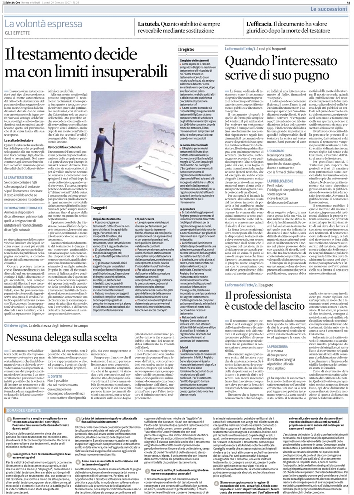SUCCESSIONI - TESTAMENTO PUBBLICO - TESTAMENTO OLOGRAFO - TESTAMENTO SEGRETO
