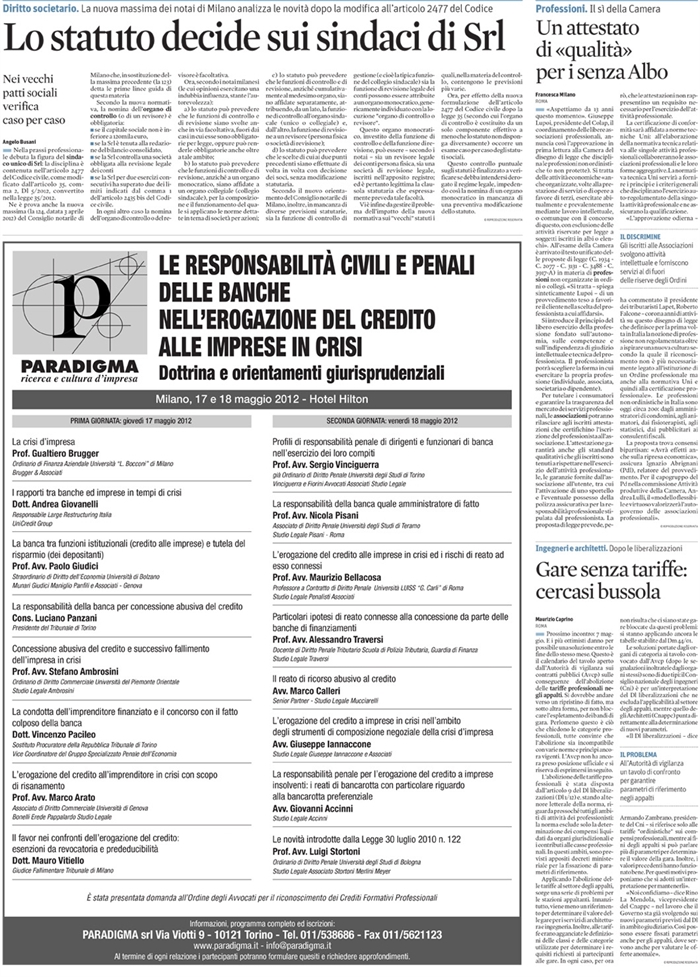 2012 04 18 Lo statuto decide sui sindaci di SRL