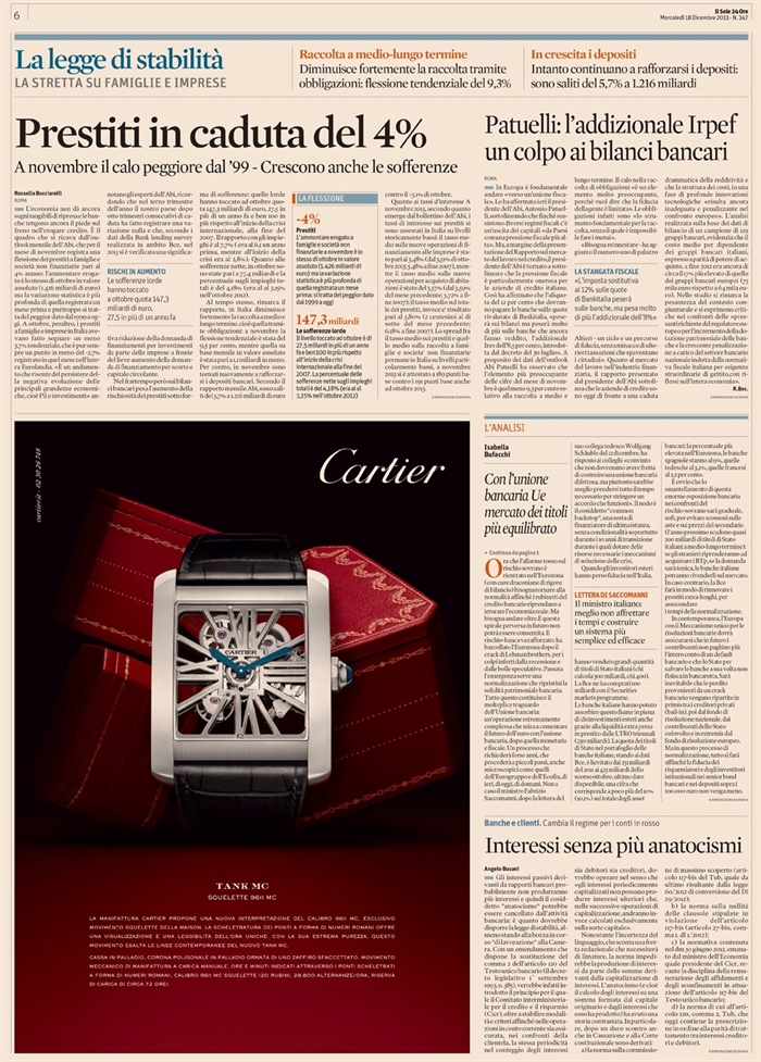 2013-12 - MUTUO - Interessi bancari senza anatocismo