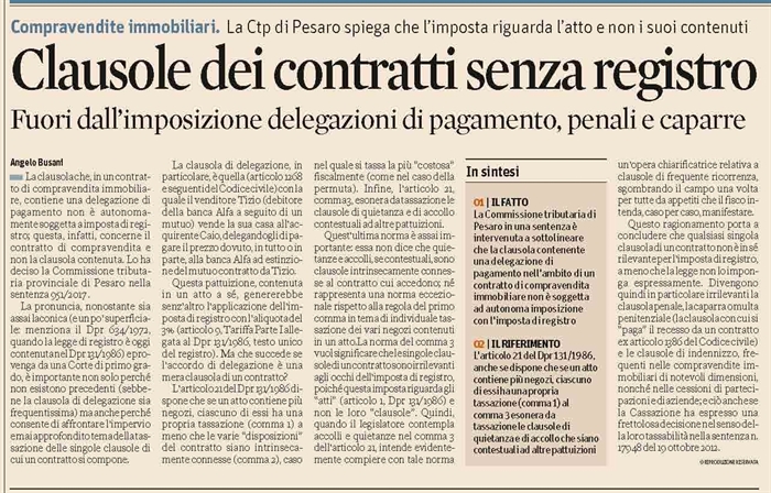 IMPOSTA DI REGISTRO - Delegazione di pagamento