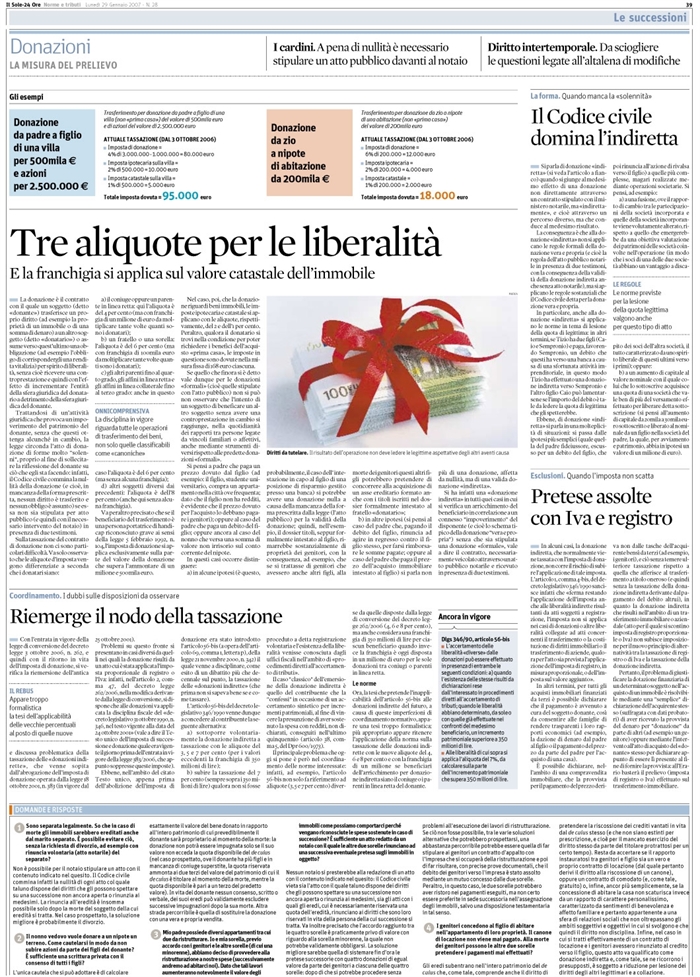 DONAZIONE INDIRETTA - IMPOSTA DI DONAZIONE