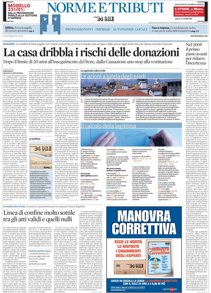 DONAZIONI INDIRETTE-SPOSTAMENTI PATRIMONIALI-VALIDITA'