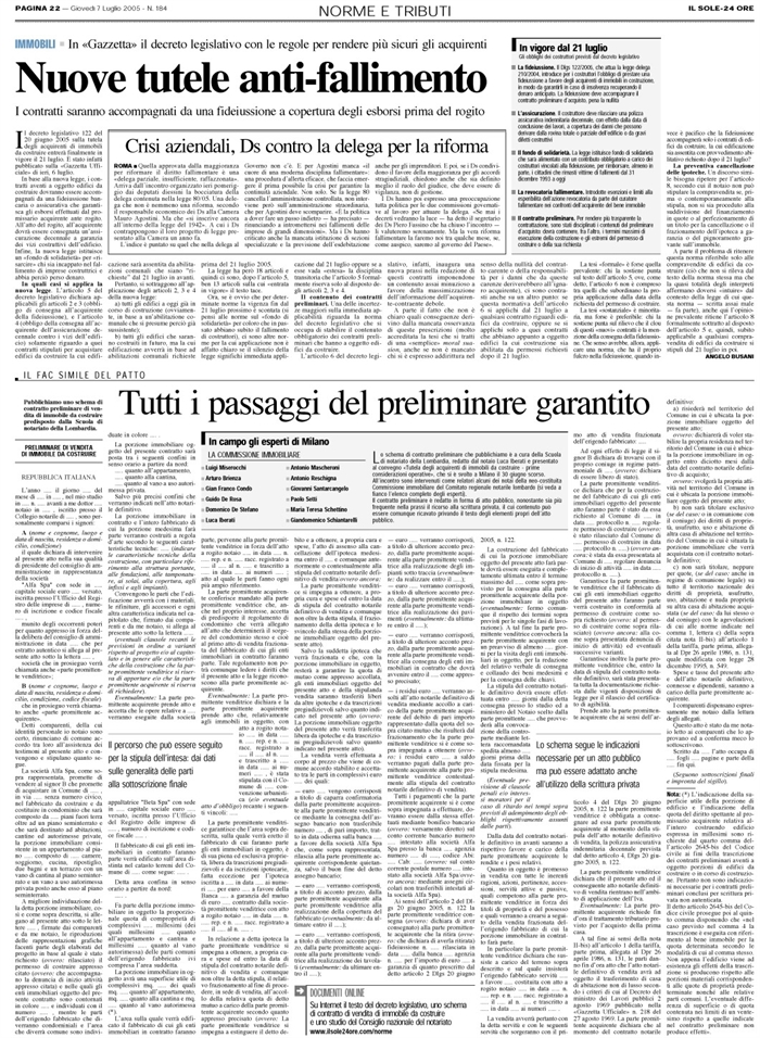 COMPRAVENDITA - Immobili da costruire - Fideiussione - Assicurazione (1)