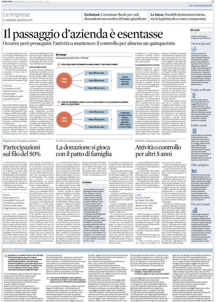 SUCCESSIONI - AZIENDA - PARTECIPAZIONI - PATTO DI FAMIGLIA