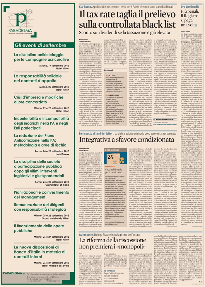2013-07 IMPOSTE - Imposta registro - Clausole penali nei contratti