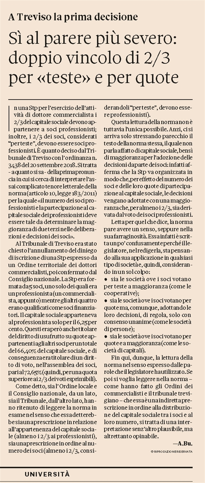 SOCIETA' TRA PROFESSIONISTI - Quota di capitale attribuibile al socio di capitale