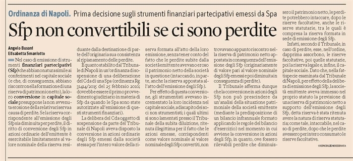 SOCIETA' - Strumenti finanziari partecipativi - conversione in capitale sociale