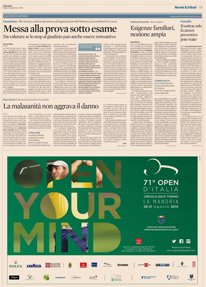 2014-07 - TUTELA PATRIMONIO - Nozione ampia di esigenze familiari
