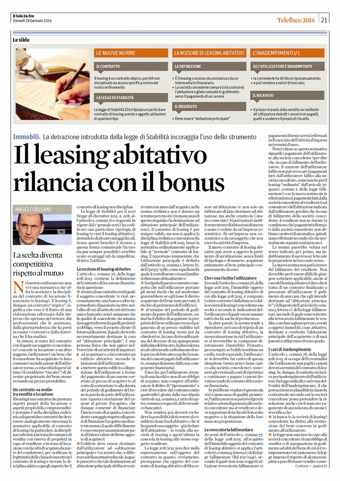 LEASING - Leasing abitativo 