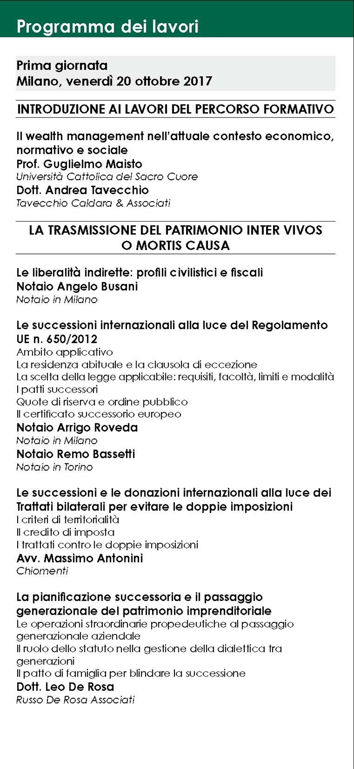 TUTELA DEL PATRIMONIO - Paradigma 20 ottobre a Milano