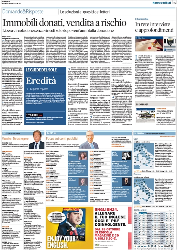 DONAZIONI - Immobili donati