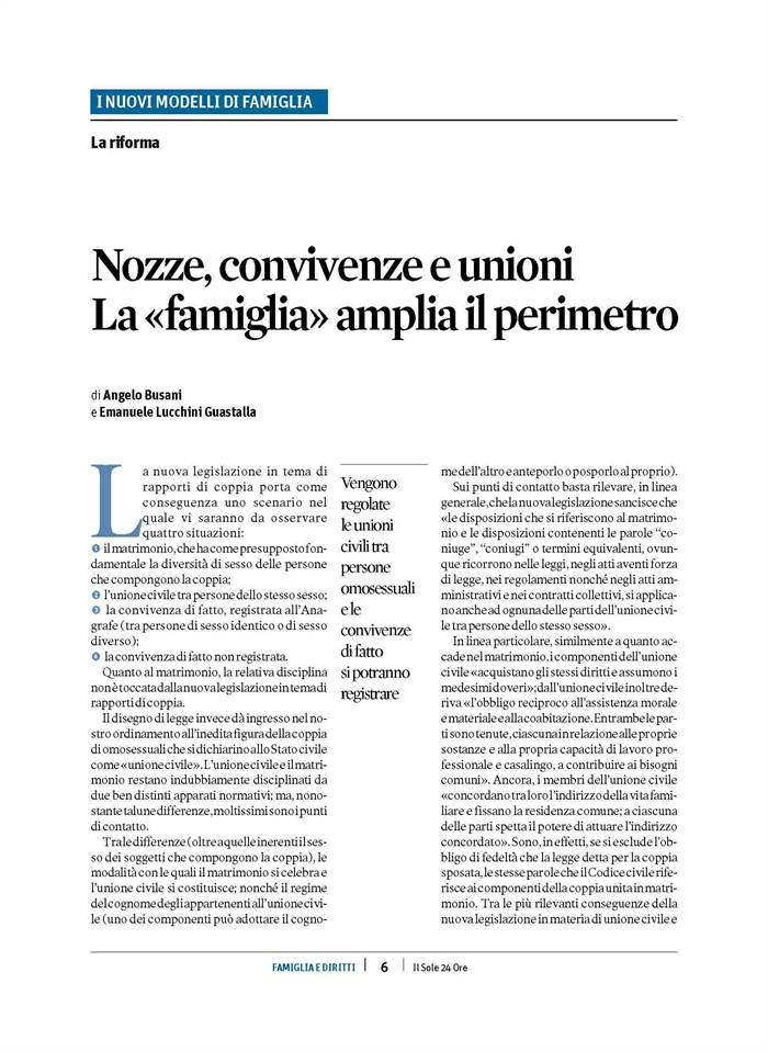 FAMIGLIA - Matrimonio, unioni civili, convivenze