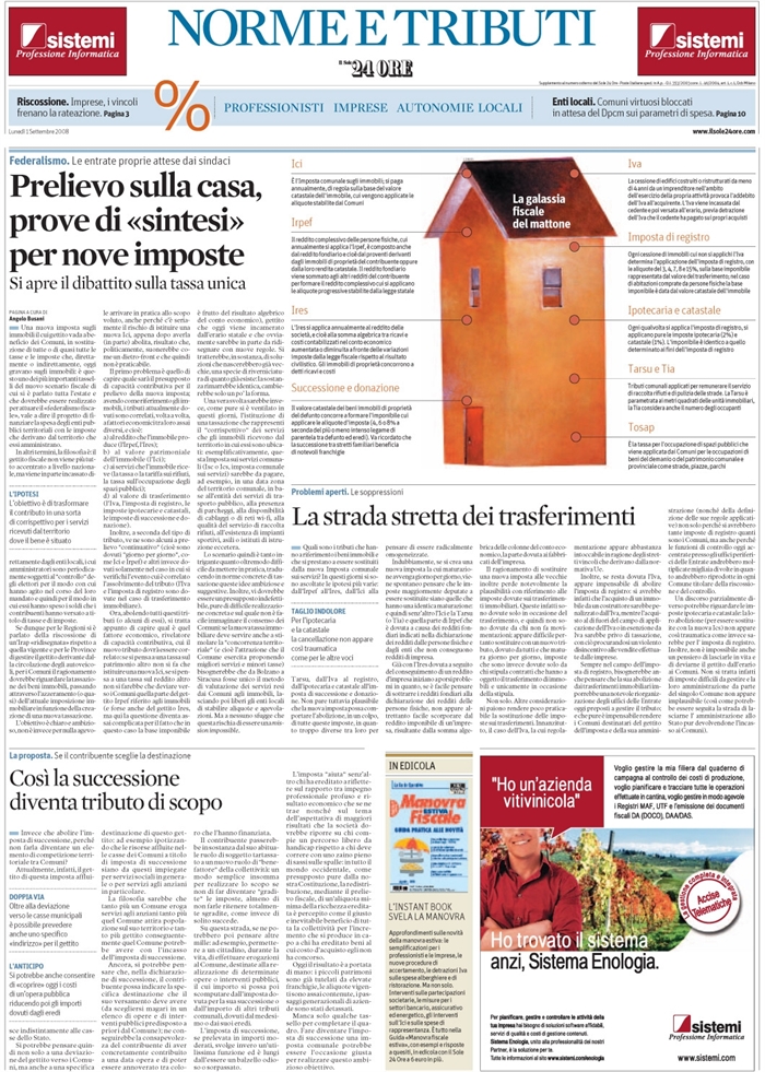 FEDERALISMO FISCALE - NUOVA IMPOSTA COMUNALE SERVIZI