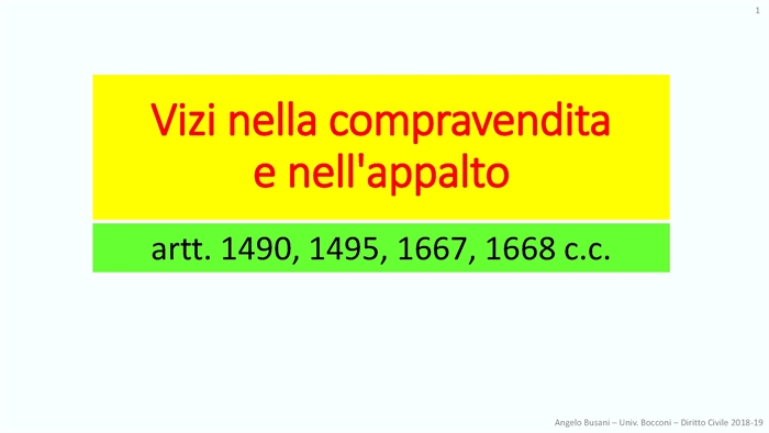 IL CONTRATTO DI APPALTO - Slides delle lezioni all'Università Bocconi