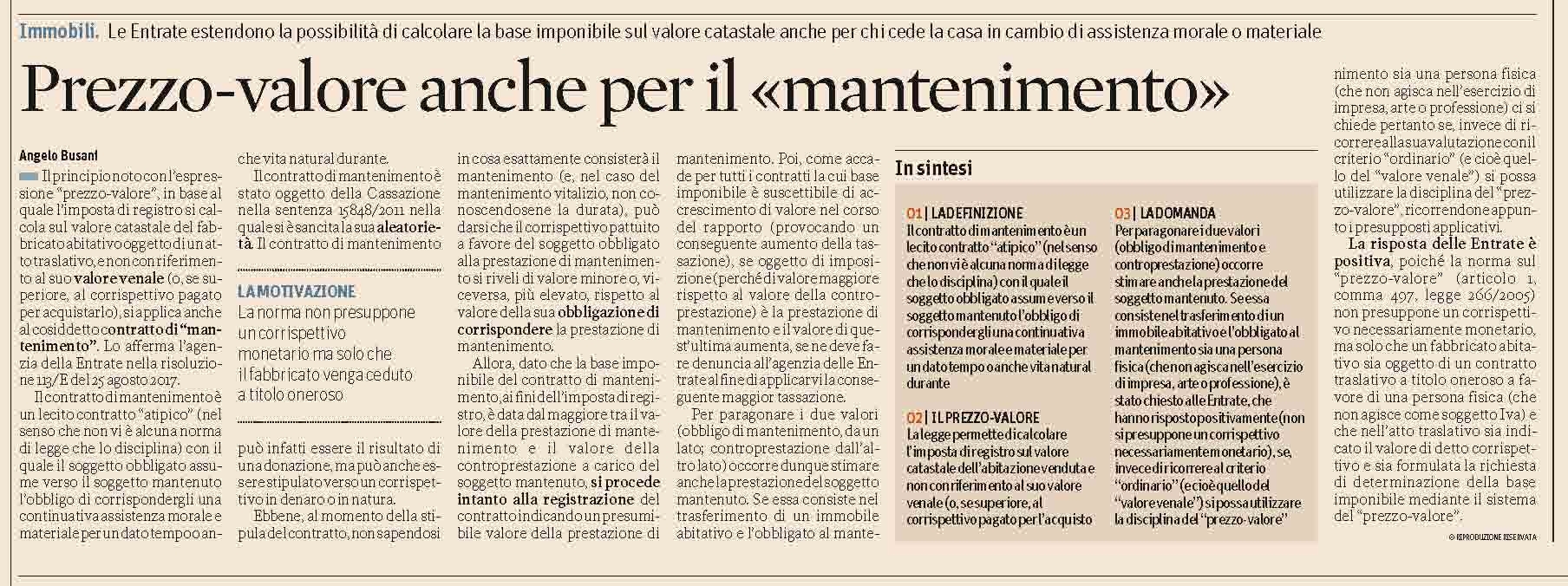 Contratto Di Mantenimento Con Riserva Di Usufrutto