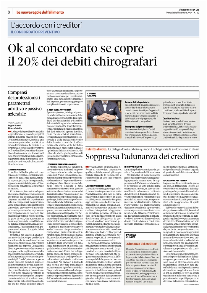 SOCIETA' - La riforma del concordato preventivo 