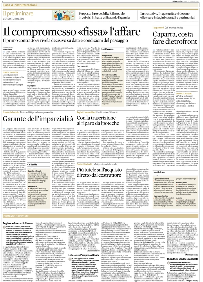 PRELIMINARE - CAPARRA CONFIRMATORIA
