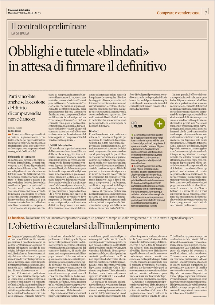 COMPRAVENDITA - Contratto preliminare