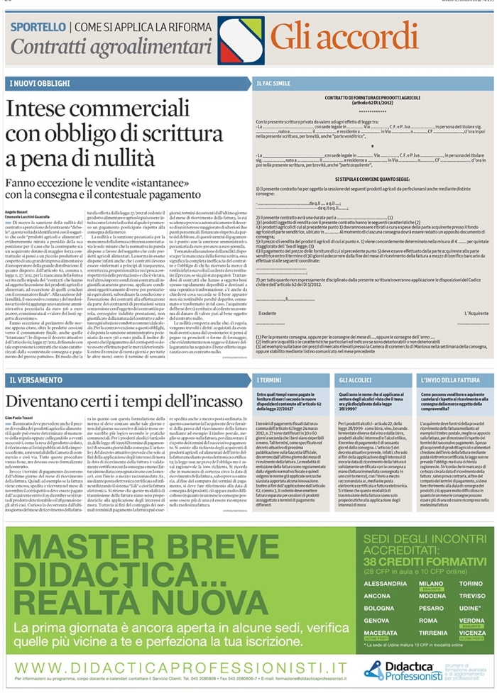 2012 10 25 Intese commerciali con obbligo di scrittura a pena di nullità