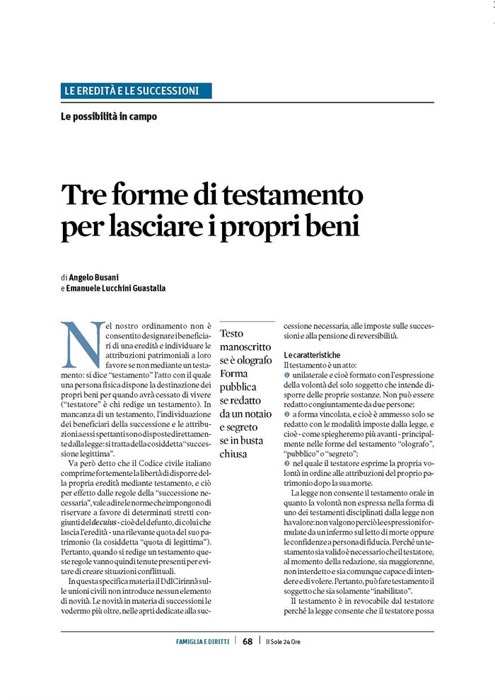 EREDITA' - Come fare testamento