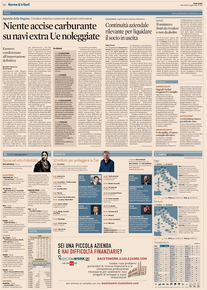 2014-07 - SOCIETA - Liquidazione quote in prospettiva della continuità aziendale