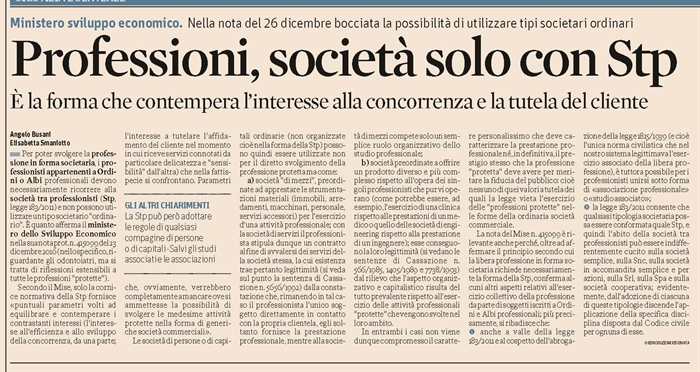 SOCIETA' TRA PROFESSIONISTI - Tipi sociali utilizzabili