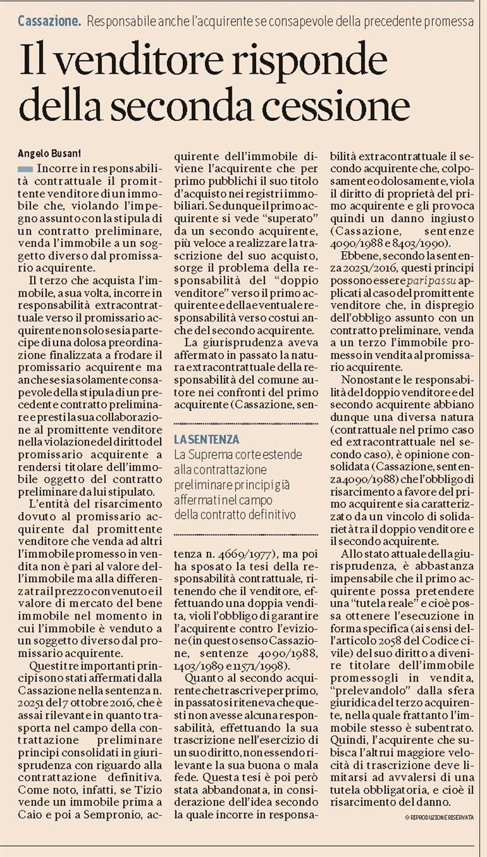 COMPRAVENDITA - Vendita a un soggetto diverso dal promissario acquirente