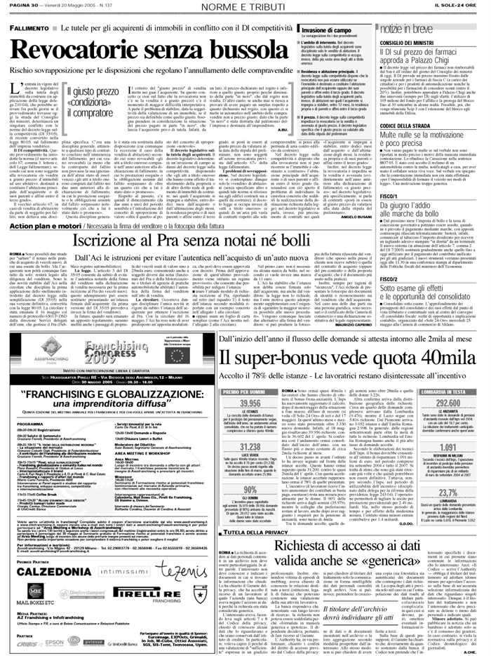 COMPRAVENDITA - Immobili da costruire - Revocatoria fallimentare