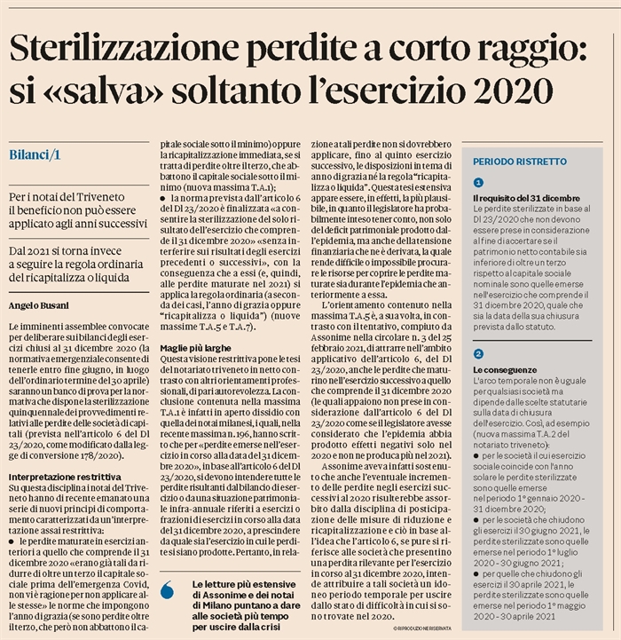 SOCIETA' - Sterilizzate le perdite a causa dell'epidemia