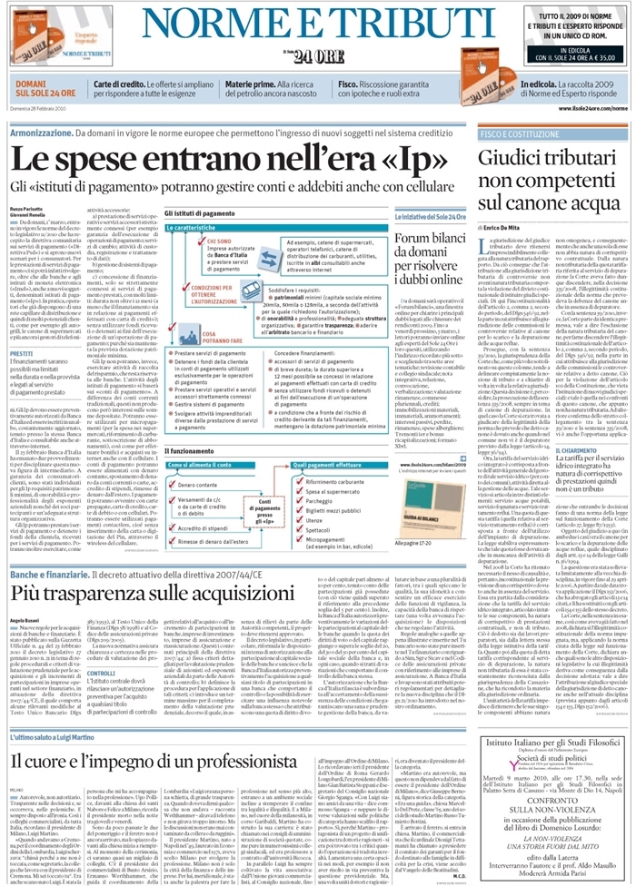 2010-02- SOCIETA - Acquisizioni in banche e assicurazioni -Autorizzazioni
