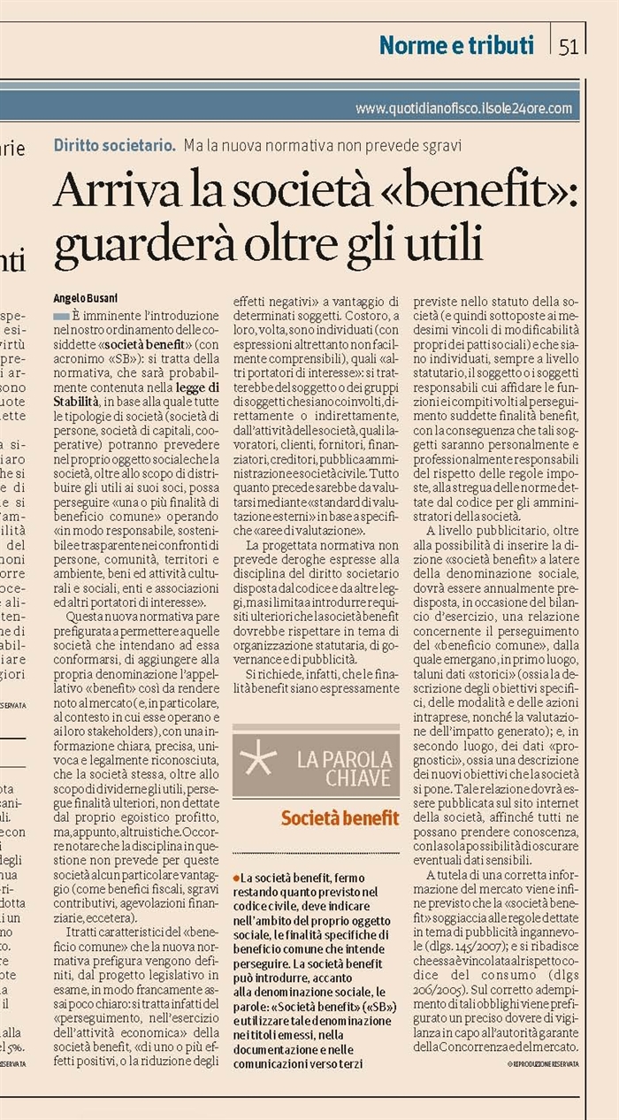 SOCIETA' - Società benefit