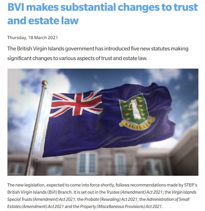 TRUST - BVI: Trust reform now in effect