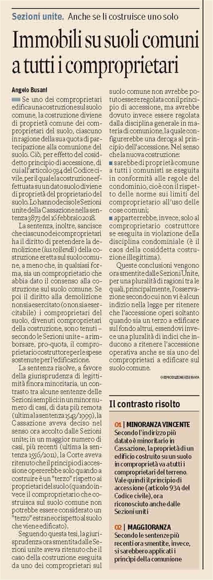 PROPRIETA' IMMOBILIARE - Edificazione sul suolo comune