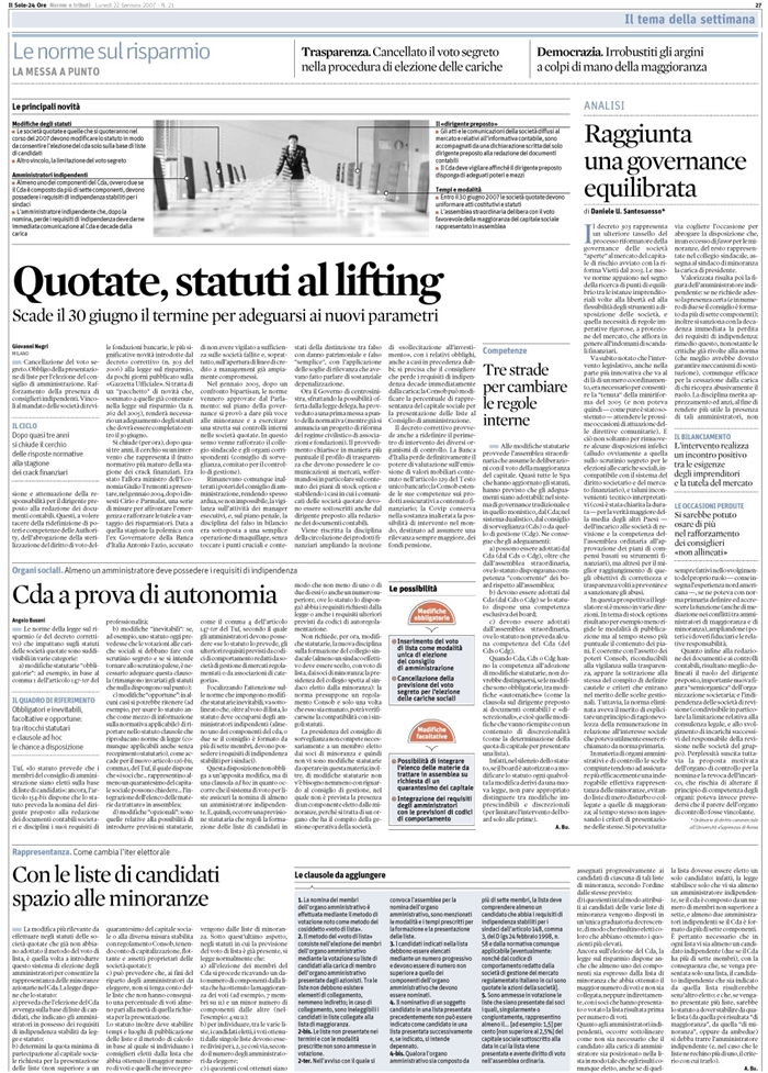 SOCIETA QUOTATE - MODIFICHE STATUTARIE - AMMINISTRATORE INDIPENDENTE (2))
