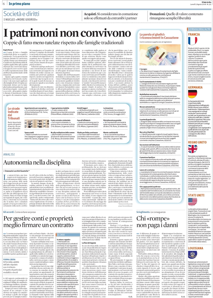 RAPPORTO MORE UXORIO - REGIME PATRIMONIALE