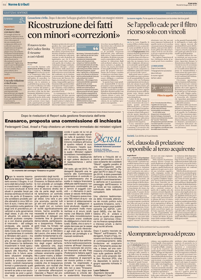 2014-06 - SOCIETA' - SRL prelazione opponibile al terzo