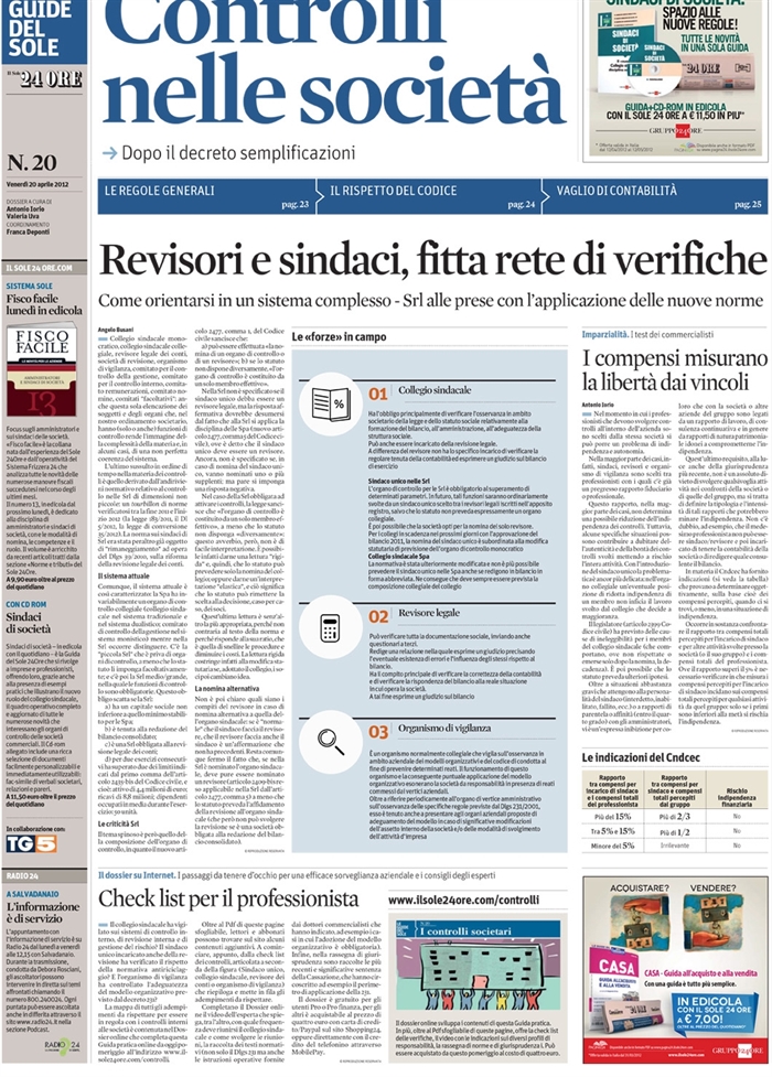 2012 04 20 Revisori e sindaci, fitta rete di verifiche